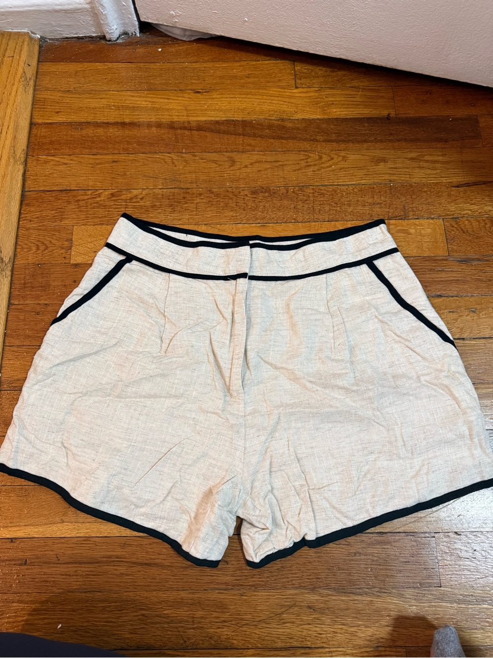 fab'rik Cream Shorts with Black Piping